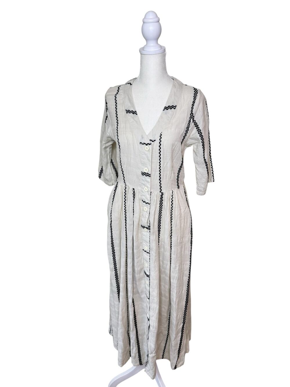 ACE & JIG Leelee Dress in Casablanca White / Black Stripes Size XS NO Belt